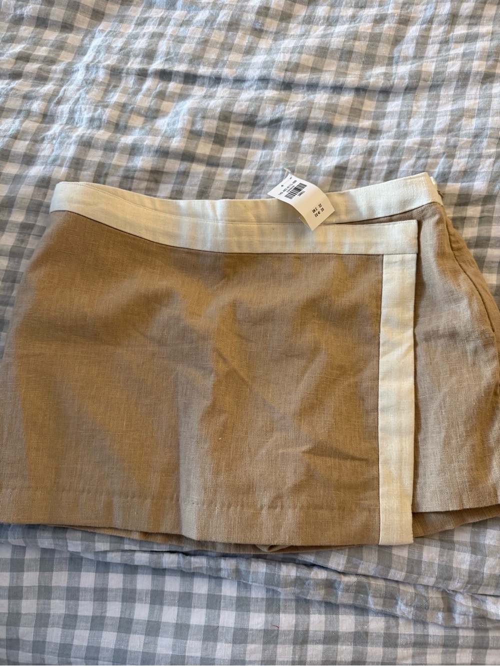 Abercrombie & Fitch Beige and Cream Linen Mini Skirt